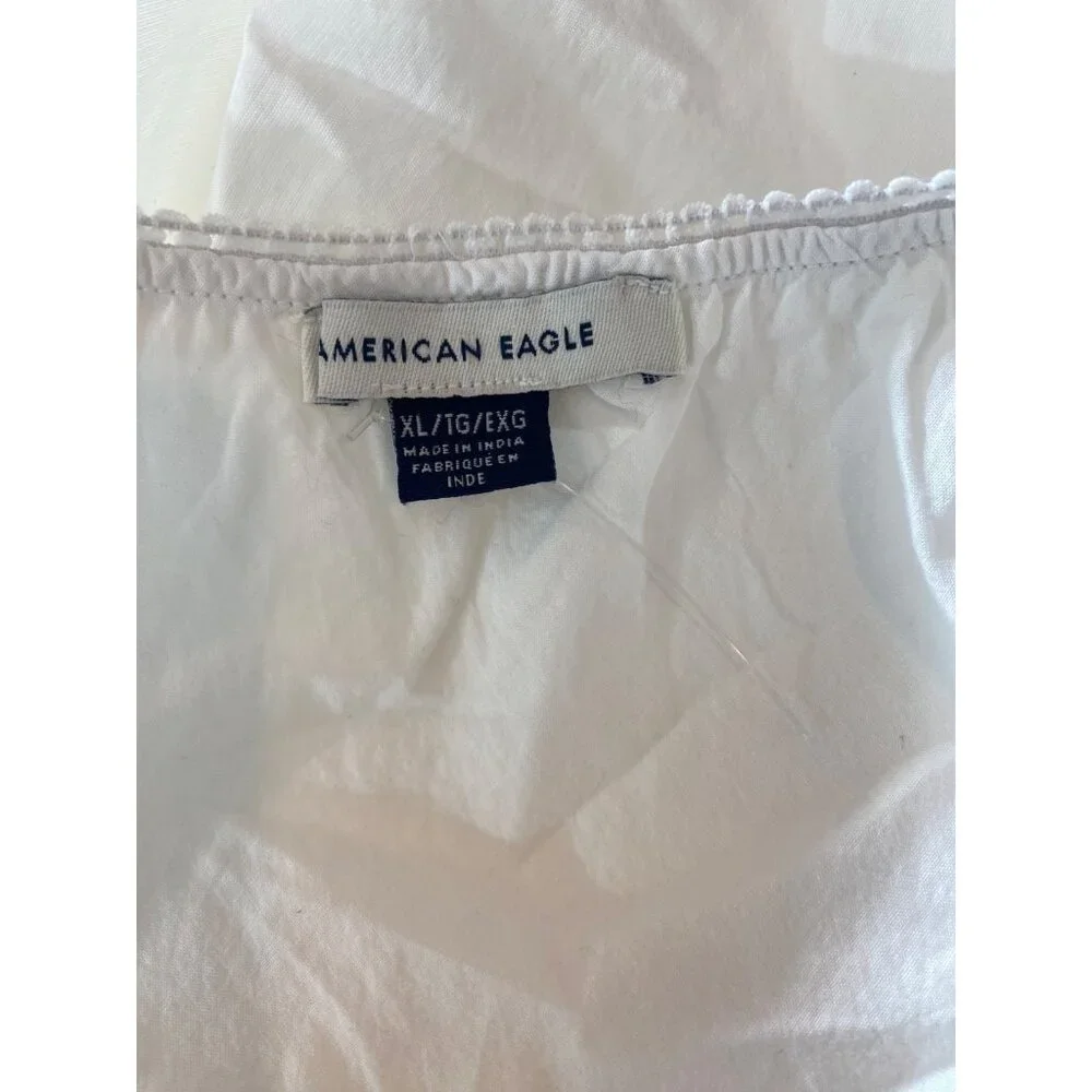 American Eagle Women's White Cotton Maxi Skirt Pull On Elastic Waist Size XL - Picture 3 of 4